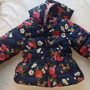 Little Me Navy Floral Puffer Jacket